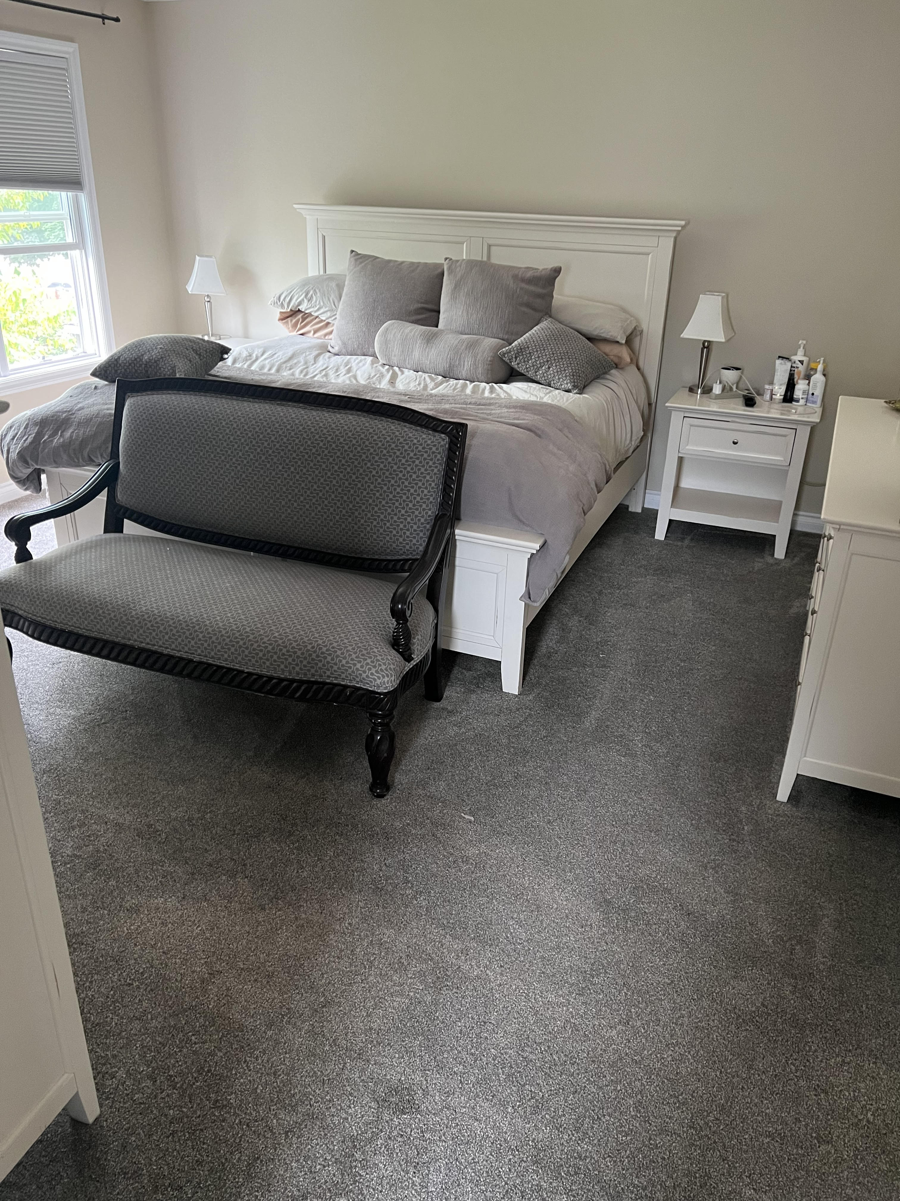 Picture of a bedroom with a finished carpet cleaning