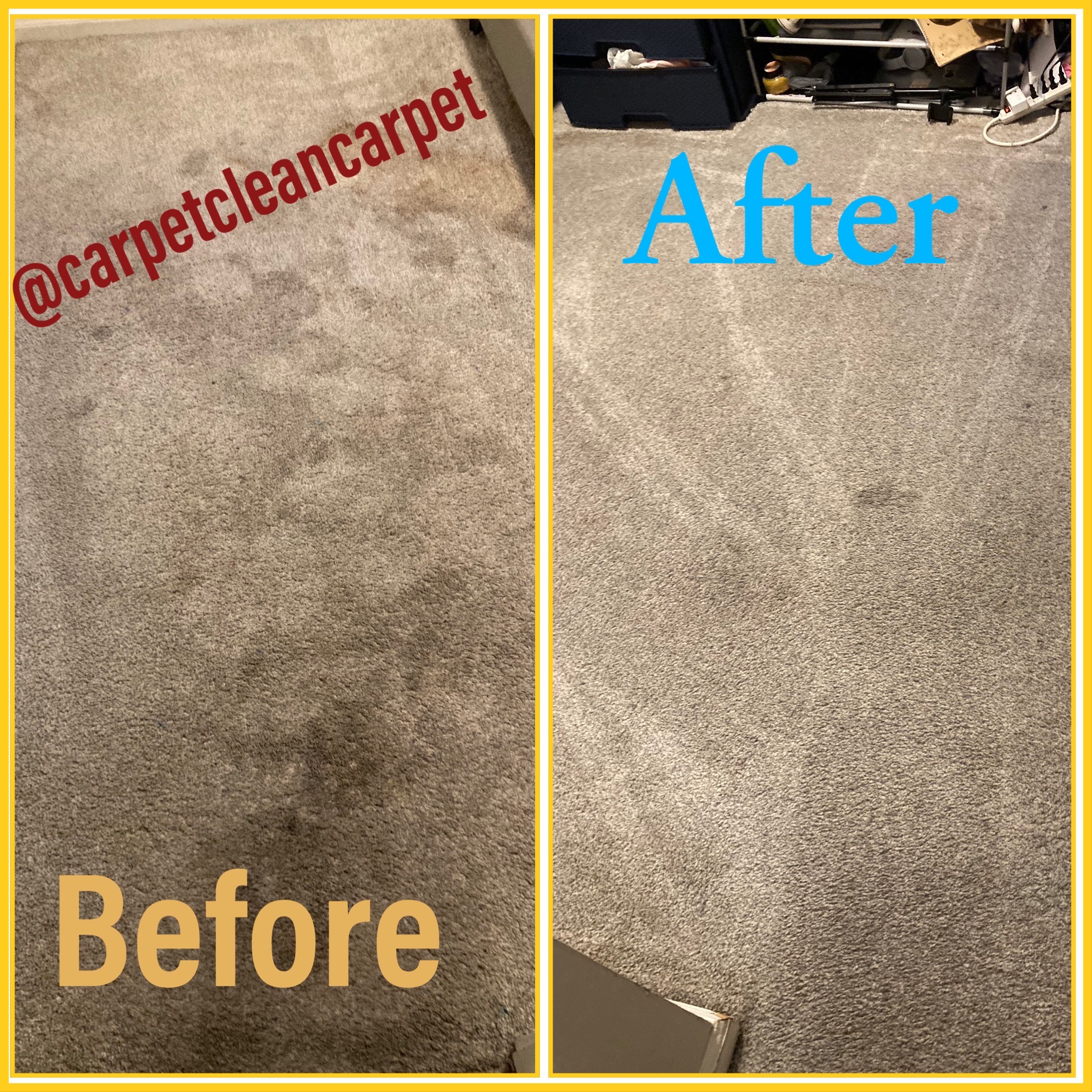 before and after image of carpet cleaned stain removal