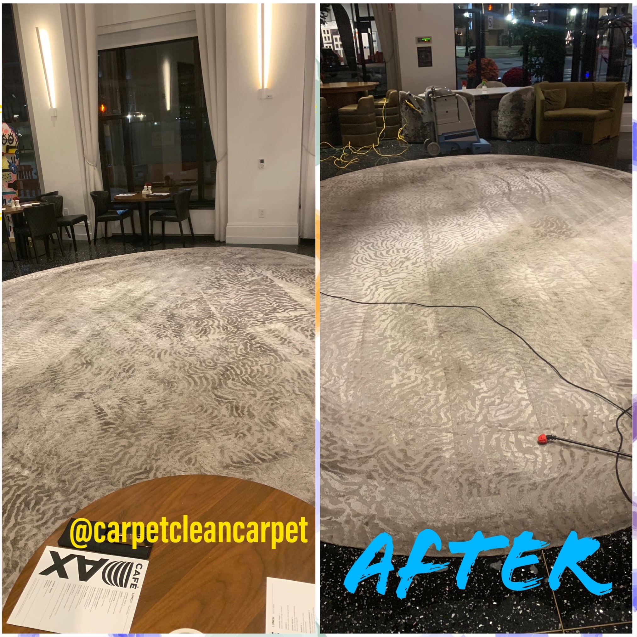 hotel rug carpet cleaned before and after image